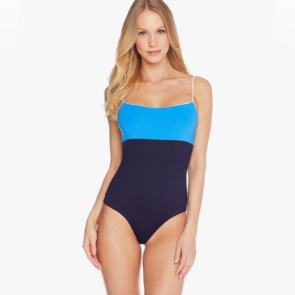 Tavik Scarlett Color Block Bandeau One Piece Swimsuit Navy Blue SZ M
